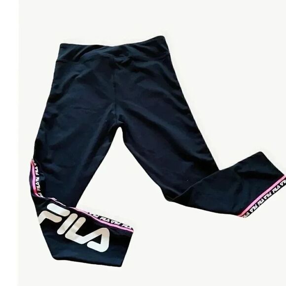 Fila Stripe Lightweight Black Womens Leggings SZ L - Picture 3 of 3